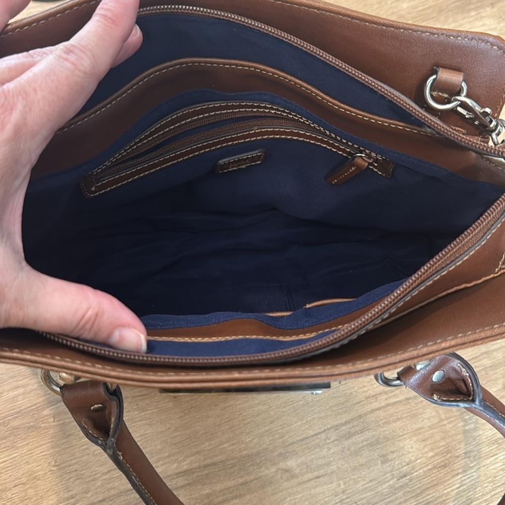 Chaps Woven Stripe Women’s Handbag Purse 3 Compartments Zipper & Snap Close Cute - Picture 14 of 16